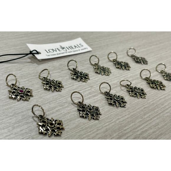 Love Heals Blue Zircon DECEMBER Birthstone Round White Bronze Charm LH93 - Picture 7 of 8